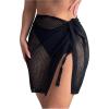 imageSHENHE Womens Crochet Sarong Wraps Coverup Tie Side Sheer Swimsuit Beach Cover Up SkirtBlack