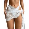 imageSHENHE Womens Lace Sheer Tie Side Cover Up Mini Skirt Loose See Through Beach SkirtWhite