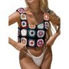 imageSHENHE Womens Sheer Floral Crochet Square Neck Sleeveless Cover Up Tank Crop TopsBlack
