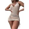 imageSHENHE Womens Sheer Swimsuit Cover Up Lace Up Tie Side Knit Mini Dress Beach CoverupsApricot