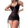 imageSHENHE Womens Sheer Swimsuit Cover Up Lace Up Tie Side Knit Mini Dress Beach CoverupsBlack