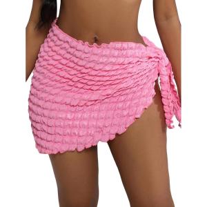 imageSHENHE Womens Sarong Coverup Short Bathing Suit Wrap Skirt Beach Swimsuit Cover UpPink