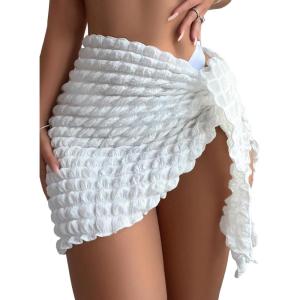 imageSHENHE Womens Sarong Coverup Short Bathing Suit Wrap Skirt Beach Swimsuit Cover UpWhite