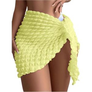 imageSHENHE Womens Sarong Coverup Short Bathing Suit Wrap Skirt Beach Swimsuit Cover UpYellow