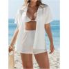 imageSHENHE Womens 2 Piece Swim Cover Up Set Short Sleeve Kimono Shirt and Shorts Beach OutfitsWhite