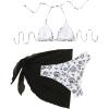 imageSHENHE Womens 3 Piece Floral Bikini Set with Wrap Coverup Halter Triangle SwimsuitsBlack and White