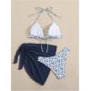 imageSHENHE Womens 3 Piece Floral Bikini Set with Wrap Coverup Halter Triangle SwimsuitsDark Blue a