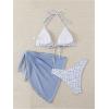 imageSHENHE Womens 3 Piece Floral Bikini Set with Wrap Coverup Halter Triangle SwimsuitsDusty Blue