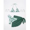 imageSHENHE Womens 3 Piece Floral Bikini Set with Wrap Coverup Halter Triangle SwimsuitsGreen and White