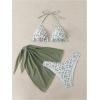 imageSHENHE Womens 3 Piece Floral Bikini Set with Wrap Coverup Halter Triangle SwimsuitsLight Green a