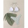 imageSHENHE Womens 3 Piece Floral Bikini Set with Wrap Coverup Halter Triangle SwimsuitsLight Green a