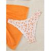 imageSHENHE Womens 3 Piece Floral Bikini Set with Wrap Coverup Halter Triangle SwimsuitsLight Orange
