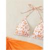 imageSHENHE Womens 3 Piece Floral Bikini Set with Wrap Coverup Halter Triangle SwimsuitsLight Orange