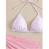 imageSHENHE Womens 3 Piece Floral Bikini Set with Wrap Coverup Halter Triangle SwimsuitsLight Pink a