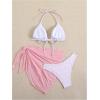 imageSHENHE Womens 3 Piece Floral Bikini Set with Wrap Coverup Halter Triangle SwimsuitsLight Pink a