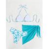 imageSHENHE Womens 3 Piece Floral Bikini Set with Wrap Coverup Halter Triangle SwimsuitsMint Blue