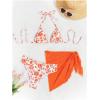 imageSHENHE Womens 3 Piece Floral Bikini Set with Wrap Coverup Halter Triangle SwimsuitsOrange