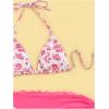 imageSHENHE Womens 3 Piece Floral Bikini Set with Wrap Coverup Halter Triangle SwimsuitsPink