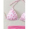 imageSHENHE Womens 3 Piece Floral Bikini Set with Wrap Coverup Halter Triangle SwimsuitsPink and White