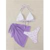 imageSHENHE Womens 3 Piece Floral Bikini Set with Wrap Coverup Halter Triangle SwimsuitsPurple