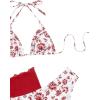 imageSHENHE Womens 3 Piece Floral Bikini Set with Wrap Coverup Halter Triangle SwimsuitsRed and White
