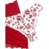 imageSHENHE Womens 3 Piece Floral Bikini Set with Wrap Coverup Halter Triangle SwimsuitsRed and White