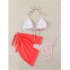 imageSHENHE Womens 3 Piece Floral Bikini Set with Wrap Coverup Halter Triangle SwimsuitsRose Red