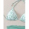 imageSHENHE Womens 3 Piece Floral Bikini Set with Wrap Coverup Halter Triangle SwimsuitsSoft Green