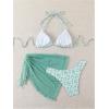 imageSHENHE Womens 3 Piece Floral Bikini Set with Wrap Coverup Halter Triangle SwimsuitsSoft Green