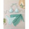 imageSHENHE Womens 3 Piece Floral Bikini Set with Wrap Coverup Halter Triangle SwimsuitsSoft Green