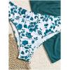 imageSHENHE Womens 3 Piece Floral Bikini Set with Wrap Coverup Halter Triangle SwimsuitsTeal Blue