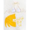 imageSHENHE Womens 3 Piece Floral Bikini Set with Wrap Coverup Halter Triangle SwimsuitsYellow