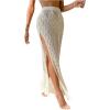 imageSHENHE Womens Crochet Swim Cover Up High Slit Sheer Long Beach Skirt Cover UpApricot