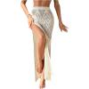 imageSHENHE Womens Crochet Swim Cover Up High Slit Sheer Long Beach Skirt Cover UpApricot