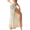 imageSHENHE Womens Crochet Swim Cover Up High Slit Sheer Long Beach Skirt Cover UpApricot