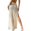 imageSHENHE Womens Crochet Swim Cover Up High Slit Sheer Long Beach Skirt Cover UpApricot