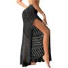 imageSHENHE Womens Crochet Swim Cover Up High Slit Sheer Long Beach Skirt Cover UpBlack