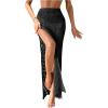 imageSHENHE Womens Crochet Swim Cover Up High Slit Sheer Long Beach Skirt Cover UpBlack