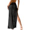 imageSHENHE Womens Crochet Swim Cover Up High Slit Sheer Long Beach Skirt Cover UpBlack