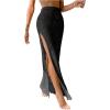 imageSHENHE Womens Crochet Swim Cover Up High Slit Sheer Long Beach Skirt Cover UpBlack
