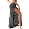 imageSHENHE Womens Crochet Swim Cover Up High Slit Sheer Long Beach Skirt Cover UpDark Grey