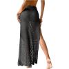 imageSHENHE Womens Crochet Swim Cover Up High Slit Sheer Long Beach Skirt Cover UpDark Grey