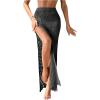 imageSHENHE Womens Crochet Swim Cover Up High Slit Sheer Long Beach Skirt Cover UpDark Grey