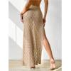 imageSHENHE Womens Crochet Swim Cover Up High Slit Sheer Long Beach Skirt Cover UpDeep Apricot