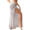 imageSHENHE Womens Crochet Swim Cover Up High Slit Sheer Long Beach Skirt Cover UpGrey