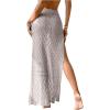imageSHENHE Womens Crochet Swim Cover Up High Slit Sheer Long Beach Skirt Cover UpGrey