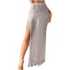 imageSHENHE Womens Crochet Swim Cover Up High Slit Sheer Long Beach Skirt Cover UpGrey