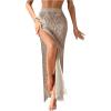 imageSHENHE Womens Crochet Swim Cover Up High Slit Sheer Long Beach Skirt Cover UpKhaki