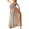 imageSHENHE Womens Crochet Swim Cover Up High Slit Sheer Long Beach Skirt Cover UpKhaki