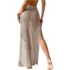imageSHENHE Womens Crochet Swim Cover Up High Slit Sheer Long Beach Skirt Cover UpKhaki